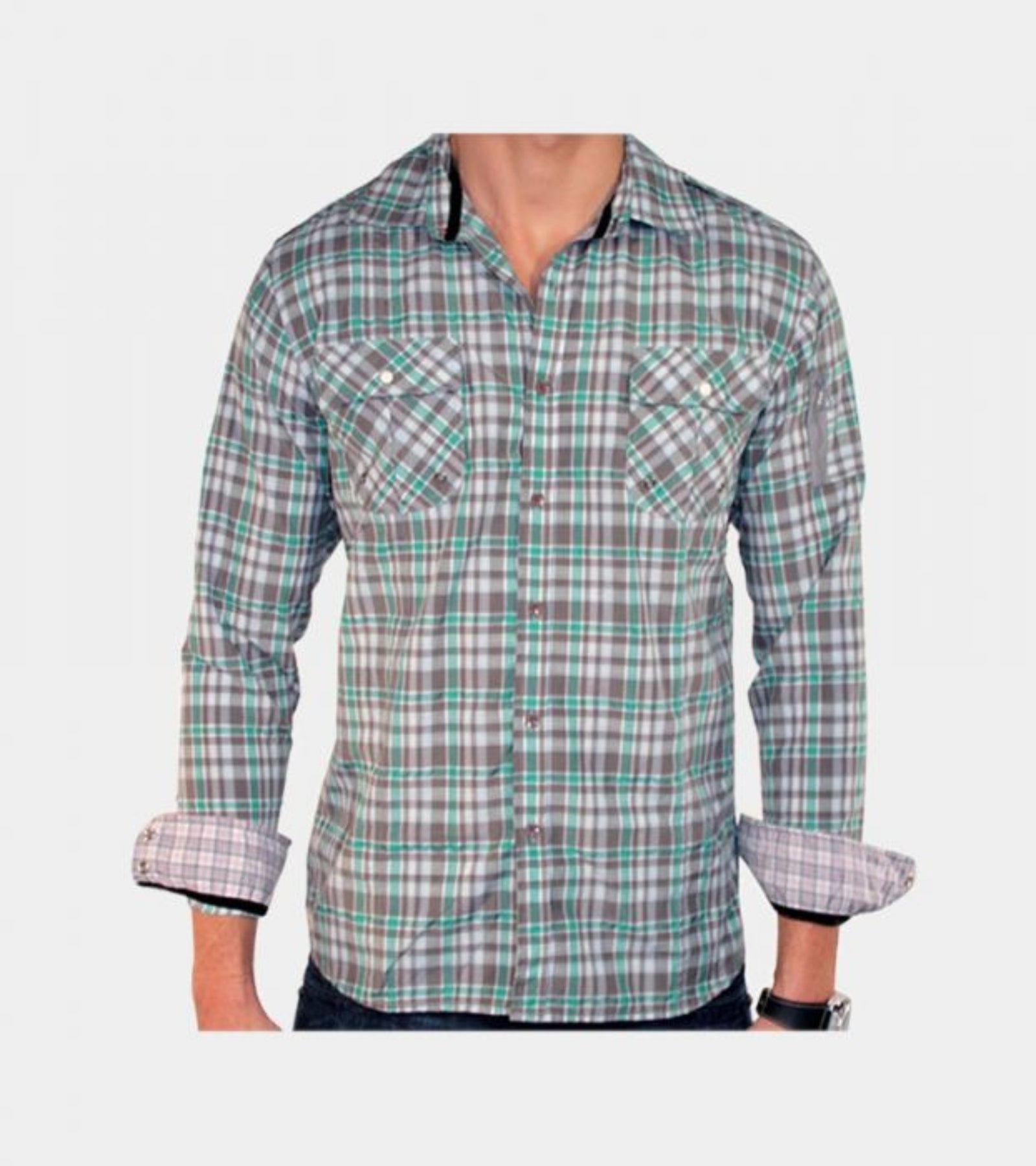 Green Plaid Long Sleeve Shirt