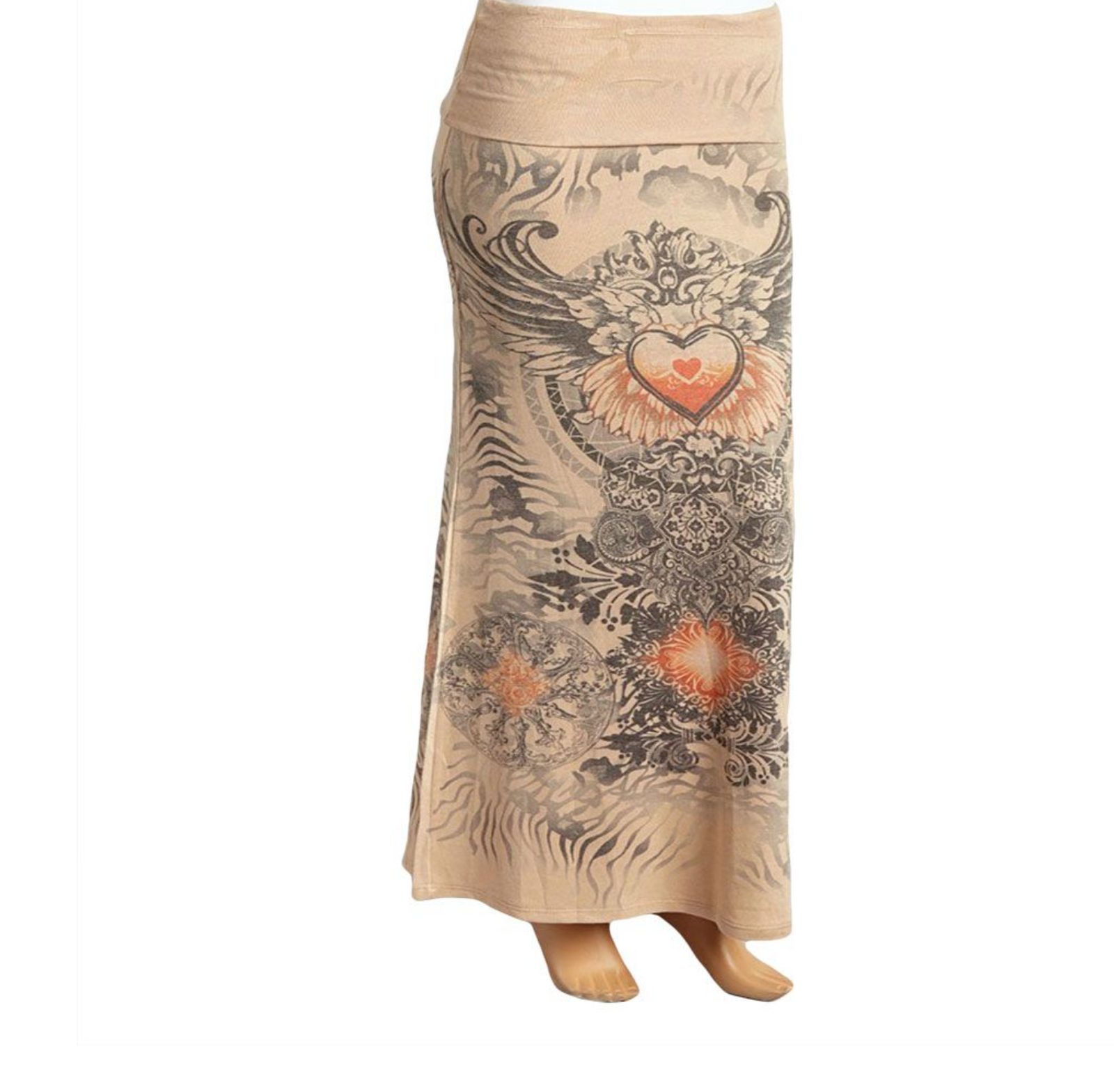Heart Fold-Over Maxi Skirt