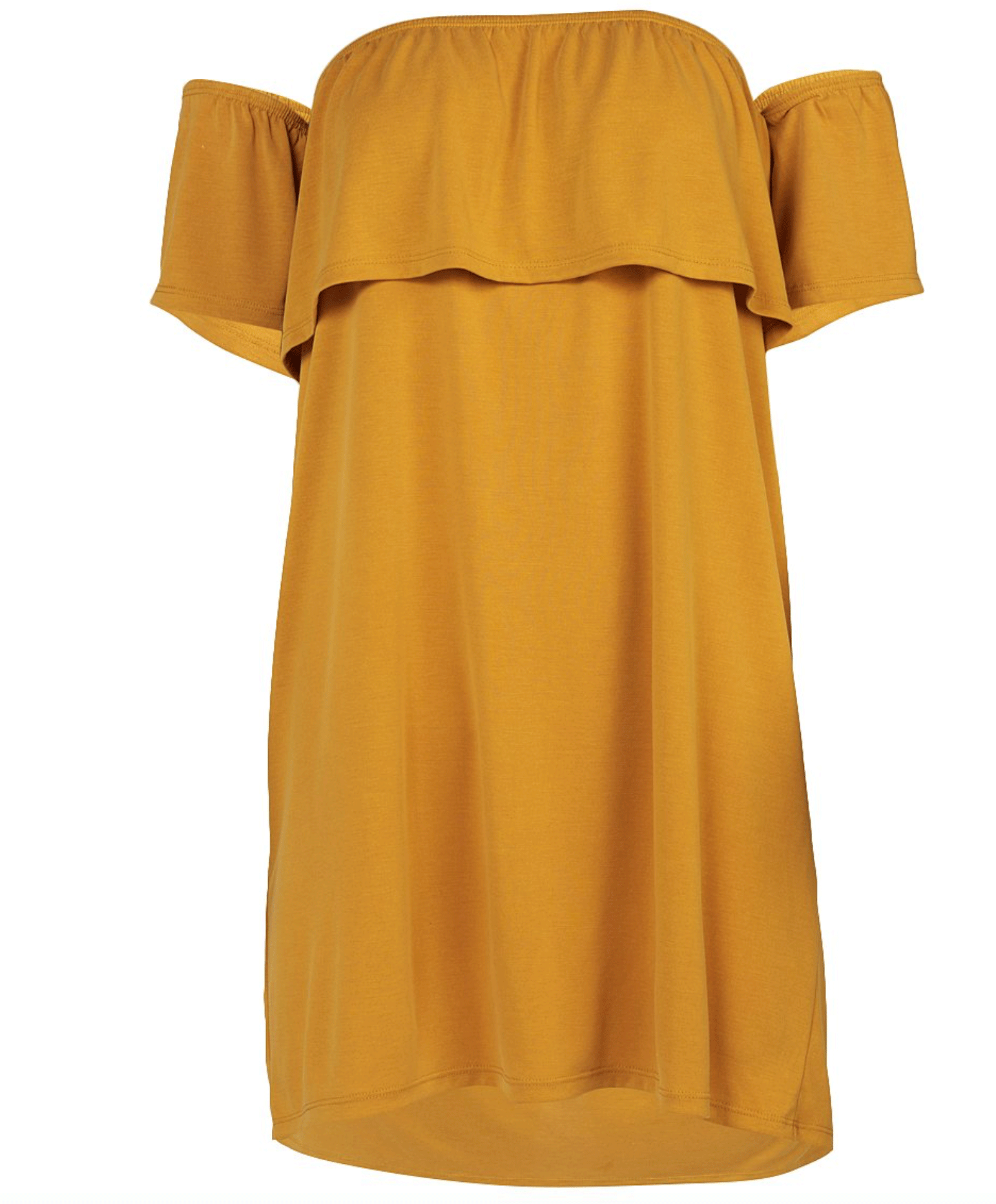 forever 21 yellow off shoulder dress Women Mustard Pop-over Off-Shoulder Dress