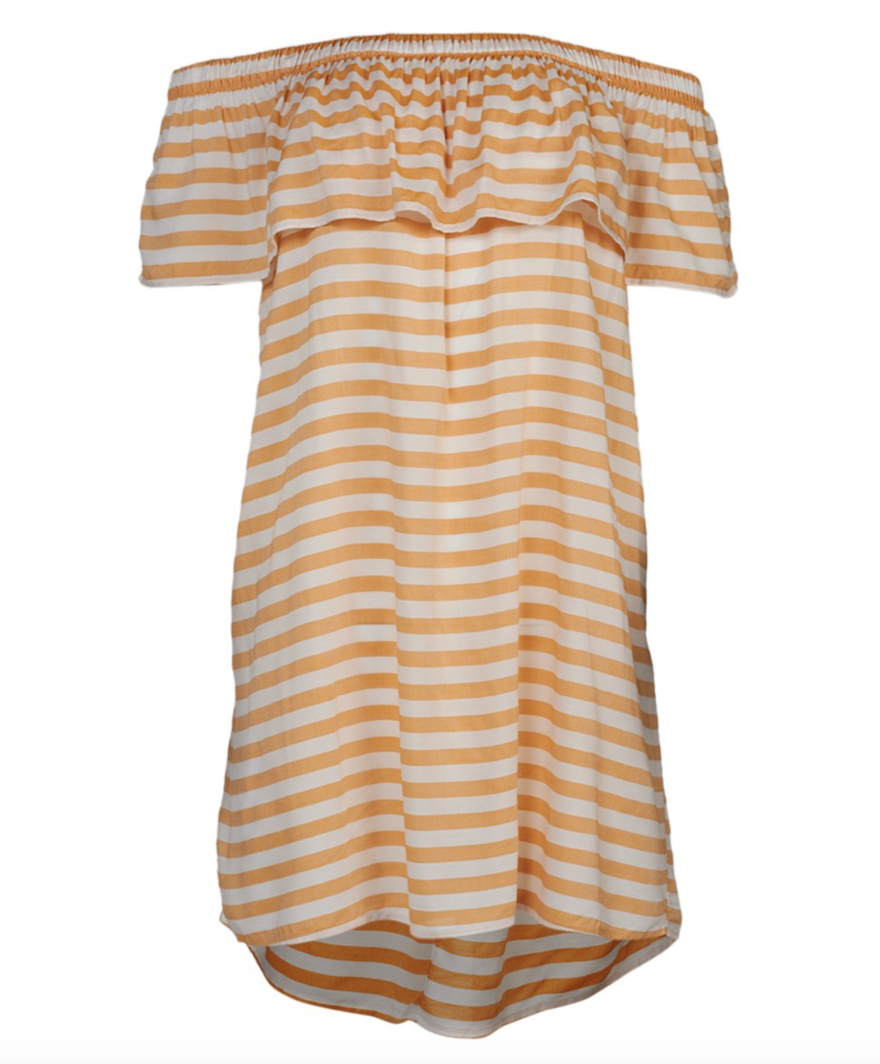 striped off the shoulder dress forever 21 Women Mustard & White Stripe Ruffle Off-Shoulder Dress