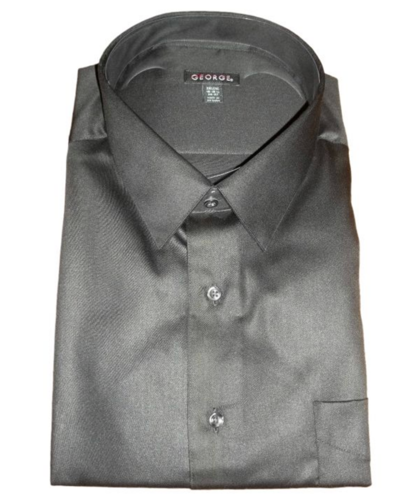 Men's Black Button Down Sateen Dress Shirt