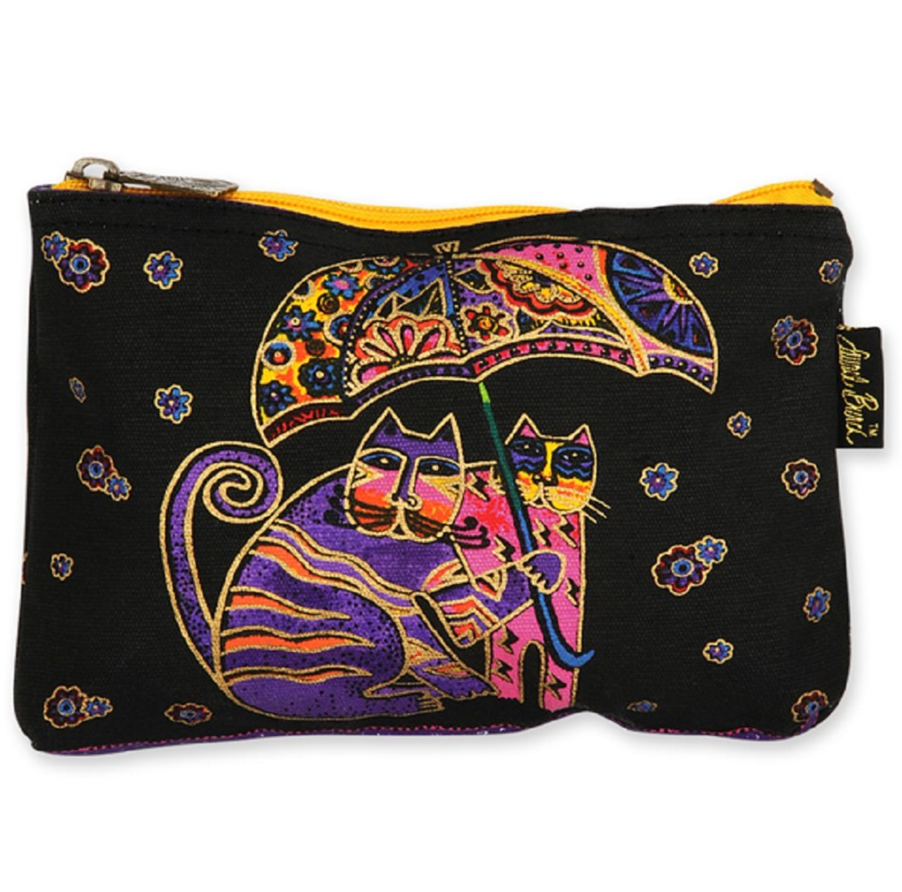 Black & Yellow Feline Mini Cosmetic Bag
