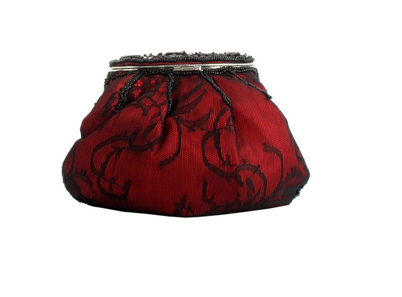 Red Rhinestone Lace Clutch