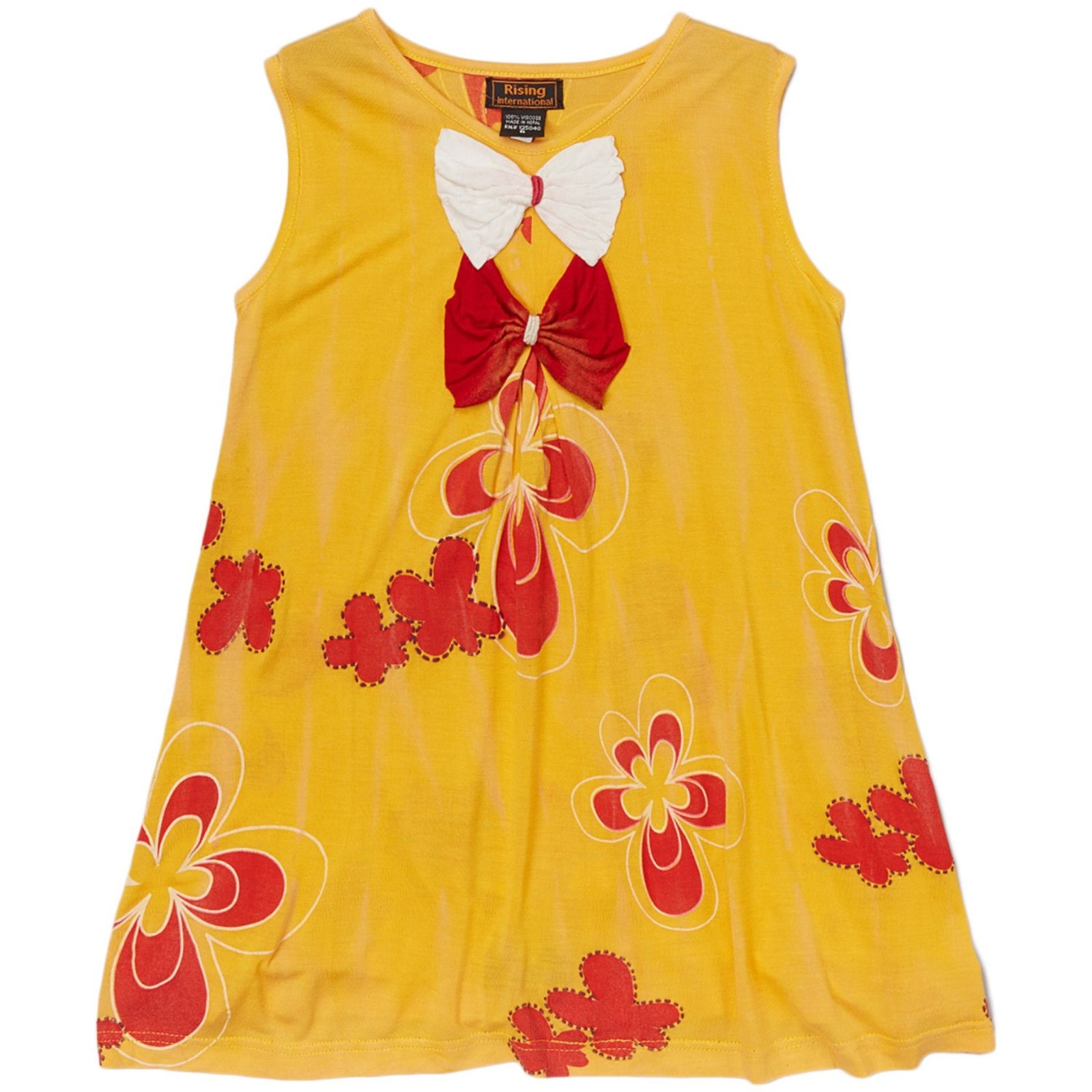 Yellow & Red Floral Ruched Shift Dress