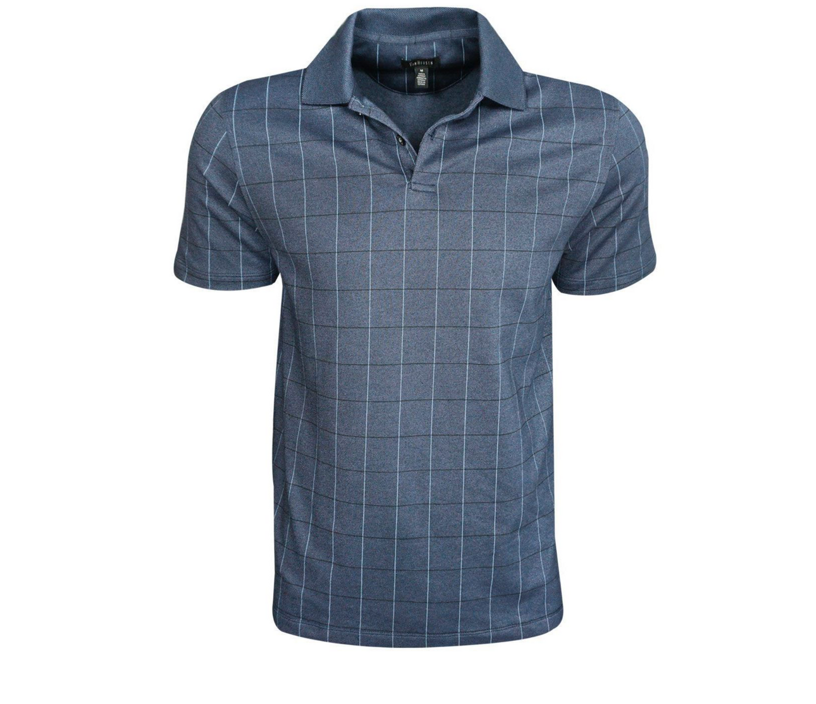 Men’s Blue Plaid Polo Shirt