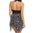 Women Black Polka Dot Halter Handkerchief Swim Dress
