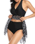 Women Black Polka Dot Halter Handkerchief Swim Dress