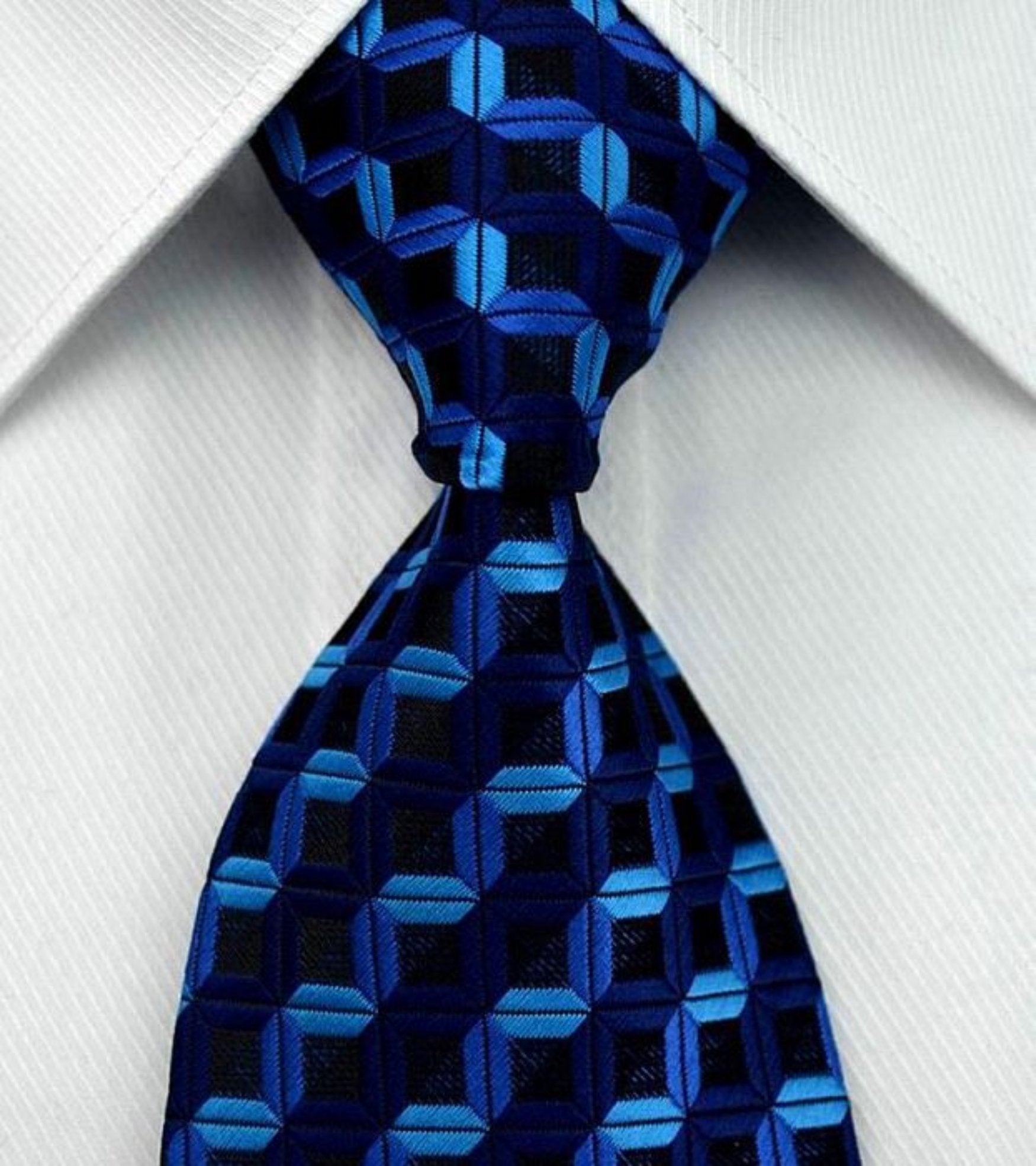 Blue & Black Stripes Jacquard Silk Necktie