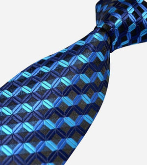 Blue & Black Stripes Jacquard Silk Necktie
