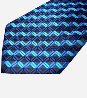 Blue & Black Stripes Jacquard Silk Necktie