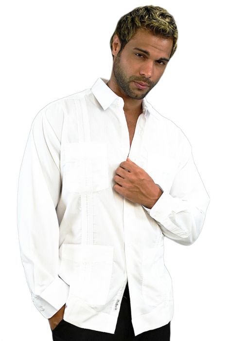 White Cuban Guayabera 4 Pocket Shirt