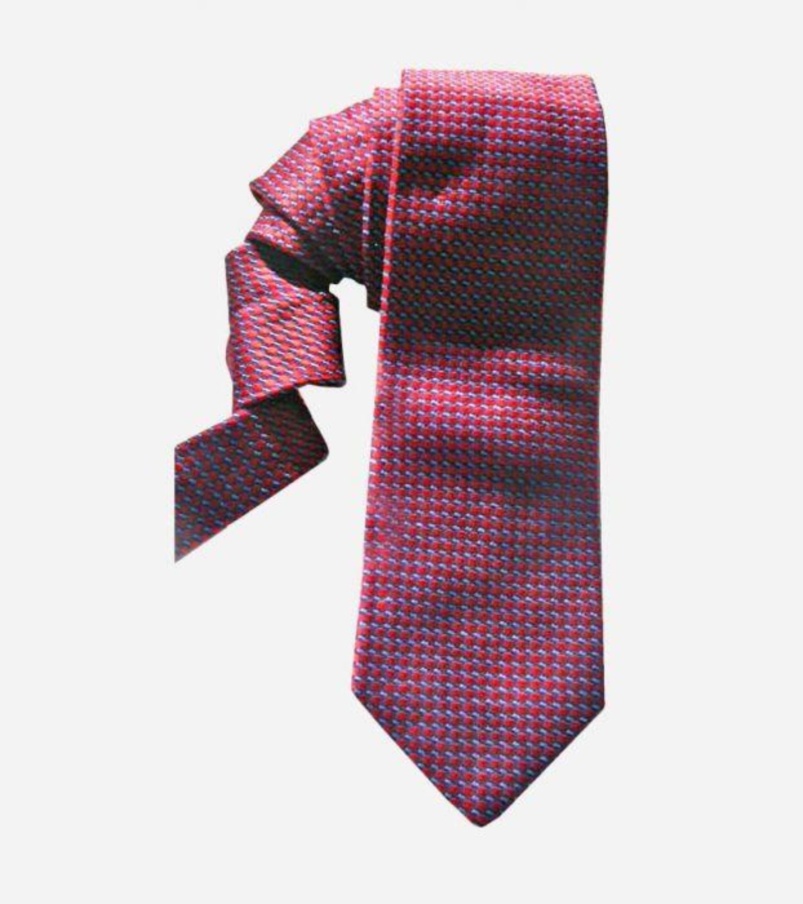 Red Square Print Silk Men's Tie