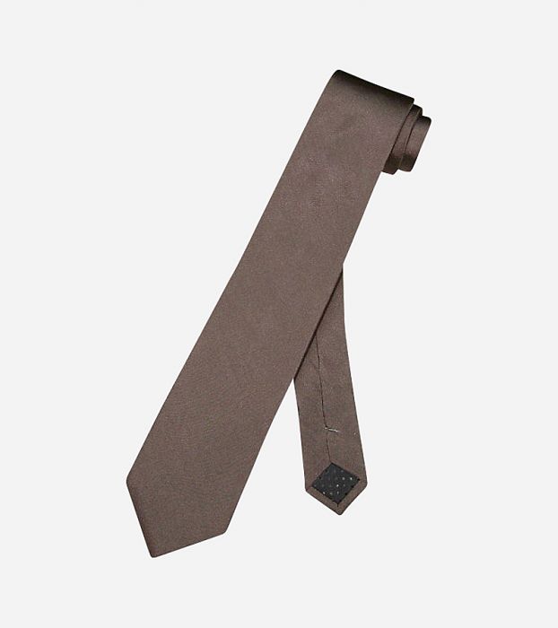 Taupe Skinny Silk Necktie