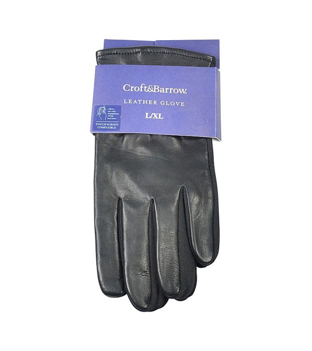Men's Black Leather Touchscreen Gloves