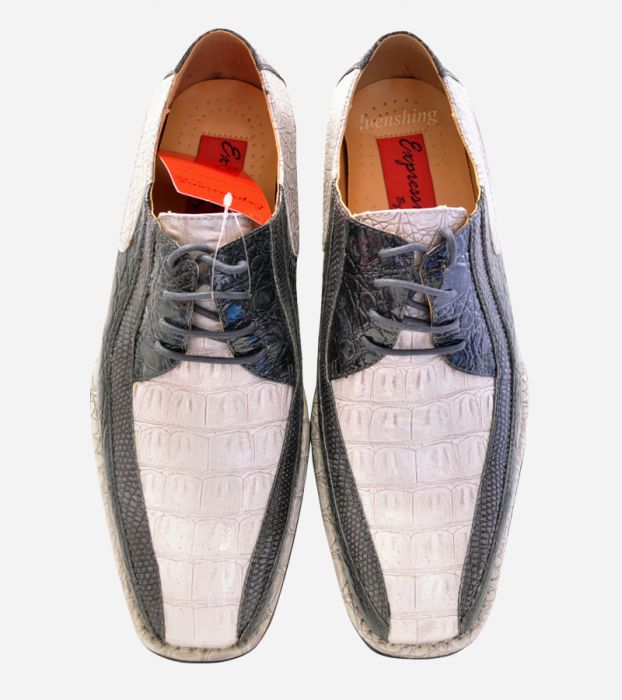 Croco Print Gray Charcoal Shoes