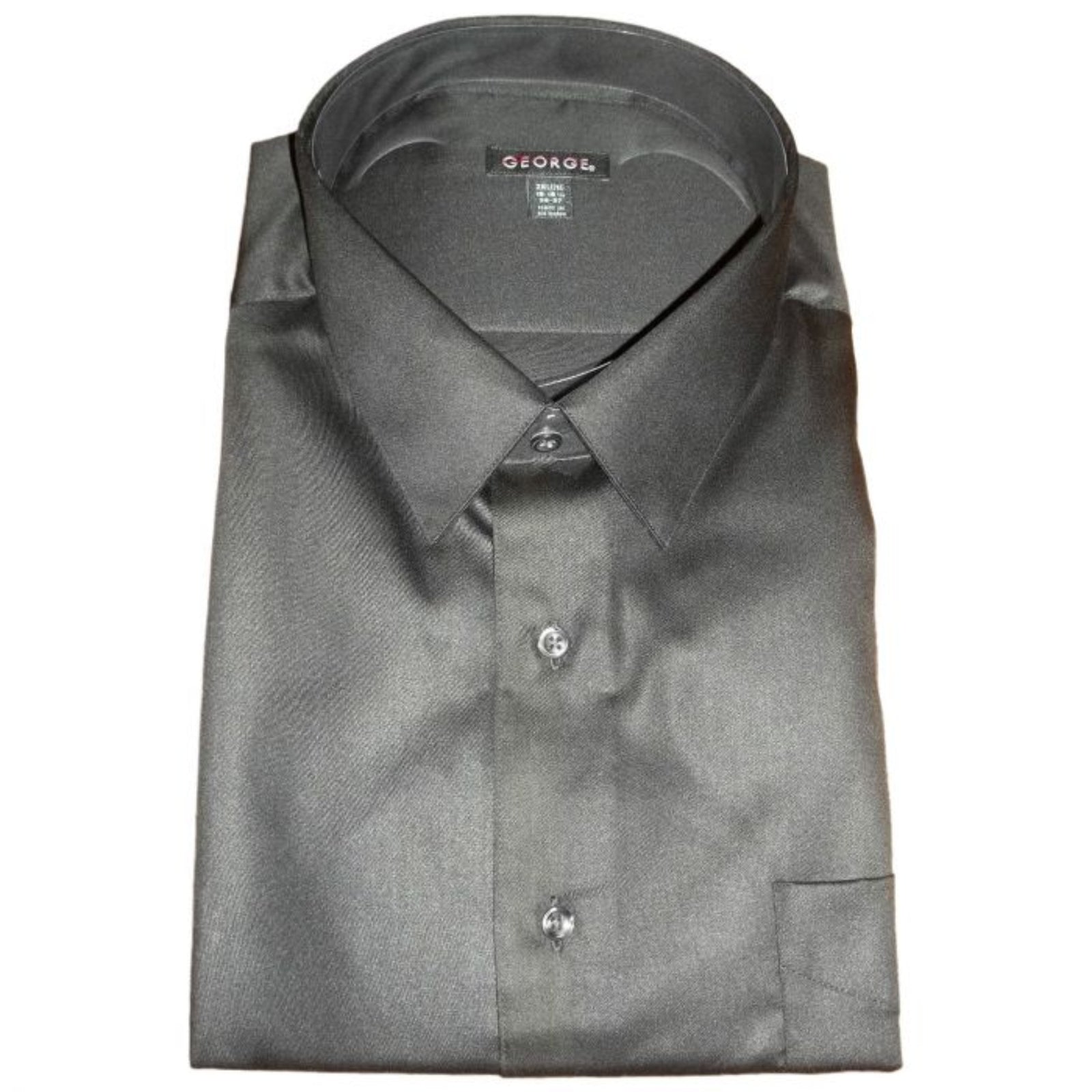 Men’s Black Button Down Sateen Dress Shirt