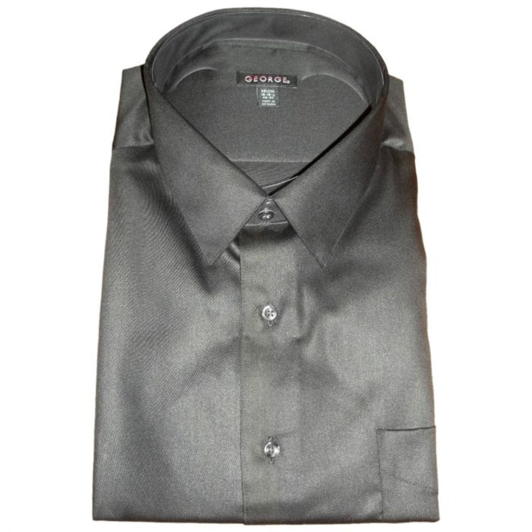 Men’s Black Button Down Sateen Dress Shirt