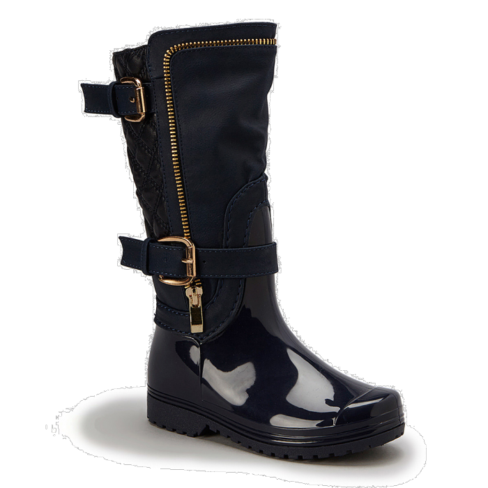 Navy & Gold Quilted Rain Boot