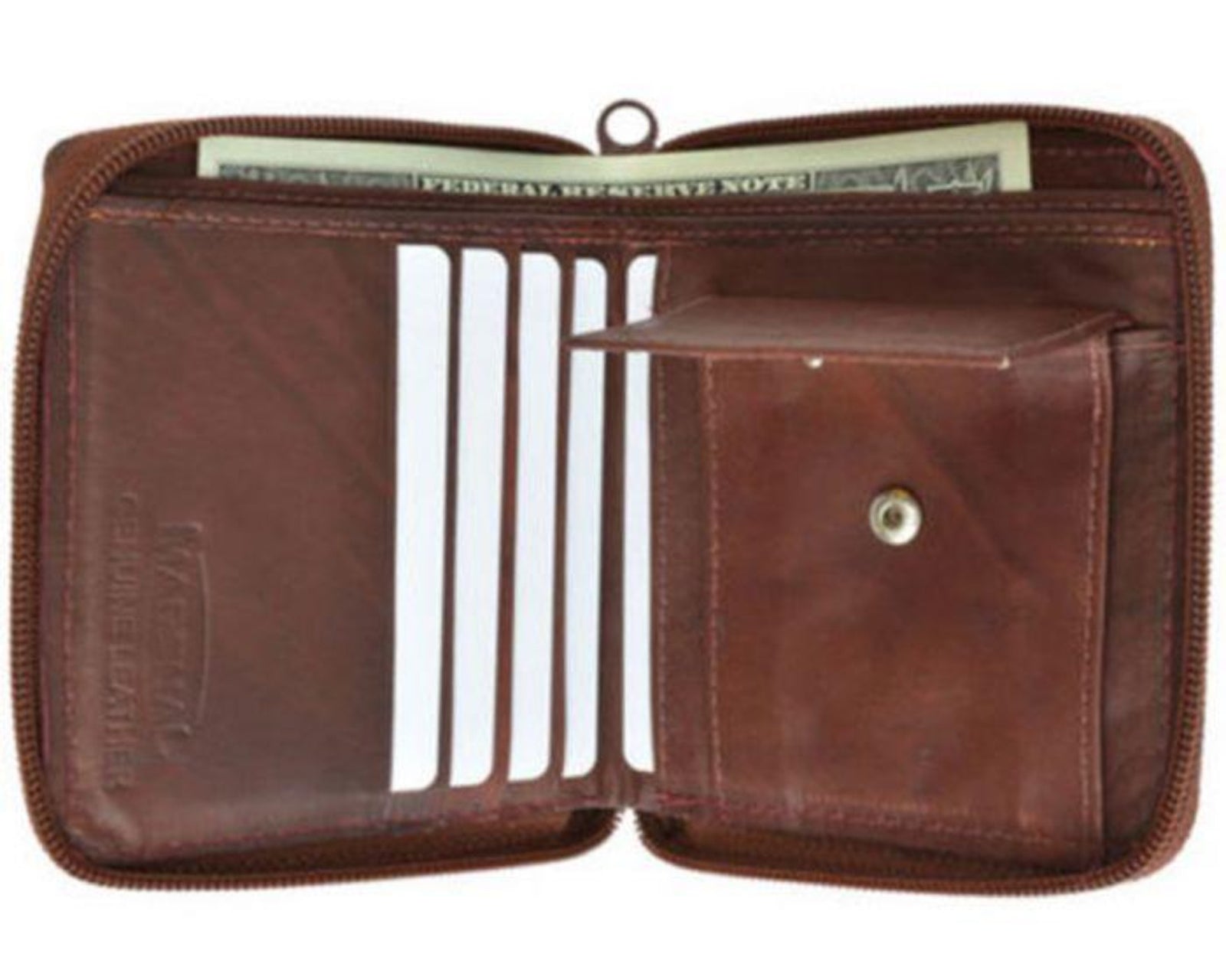 Brown Zipper Bifold Men Wallet