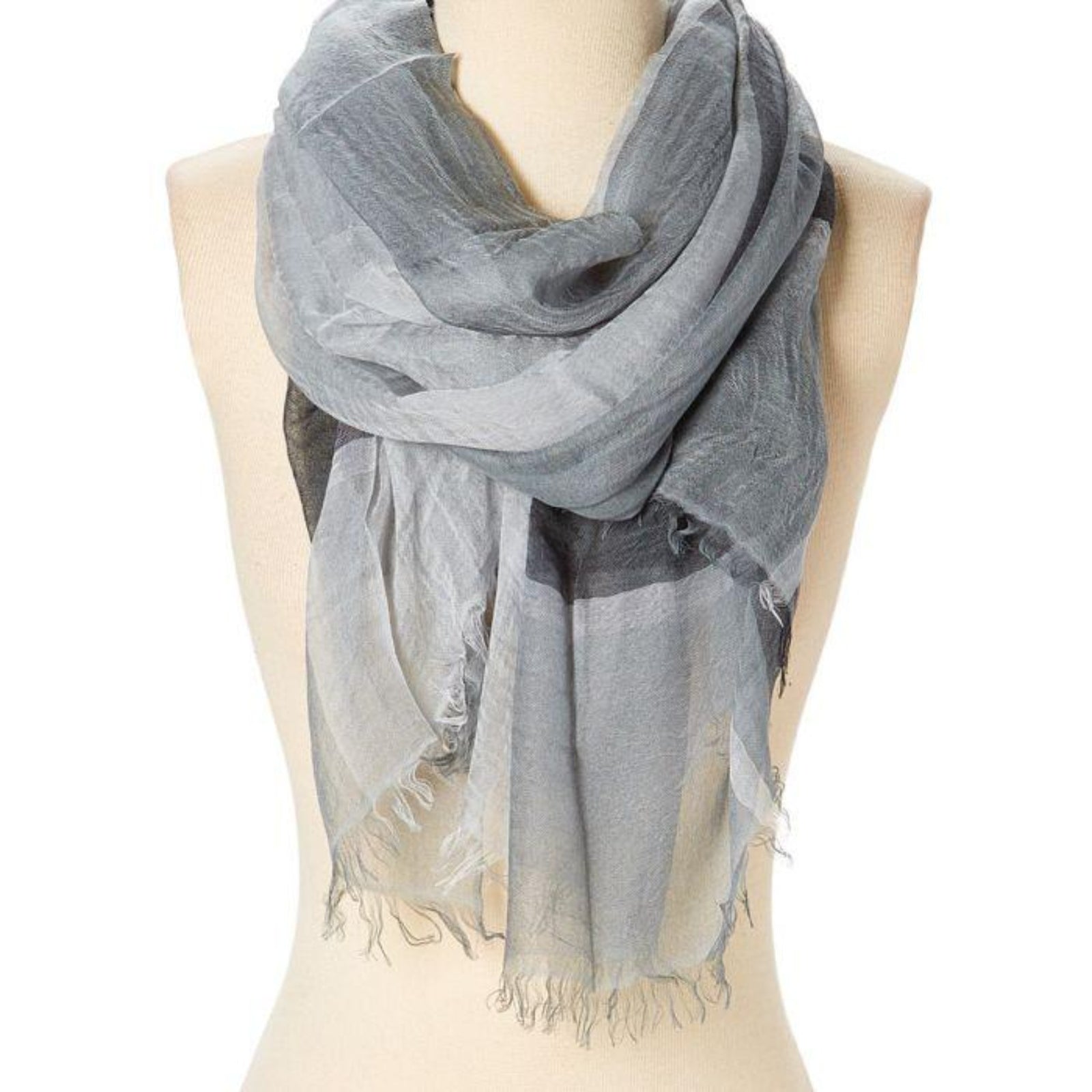 Women Turquoise Jacquard Eyelash-Fringe Silk Scarf