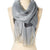 Women Turquoise Jacquard Eyelash-Fringe Silk Scarf