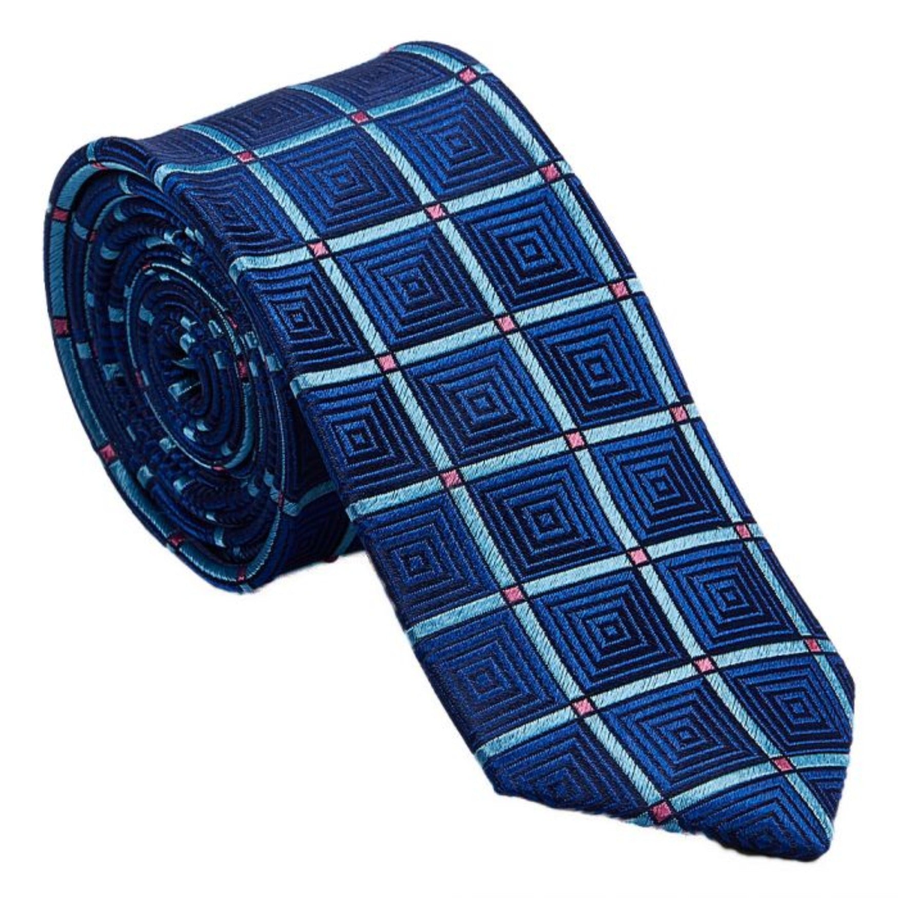 Navy & Light Blue Geometric Silk Tie