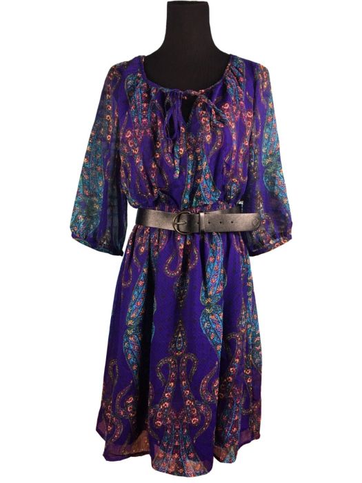 Purple Paisley Chiffon Dress