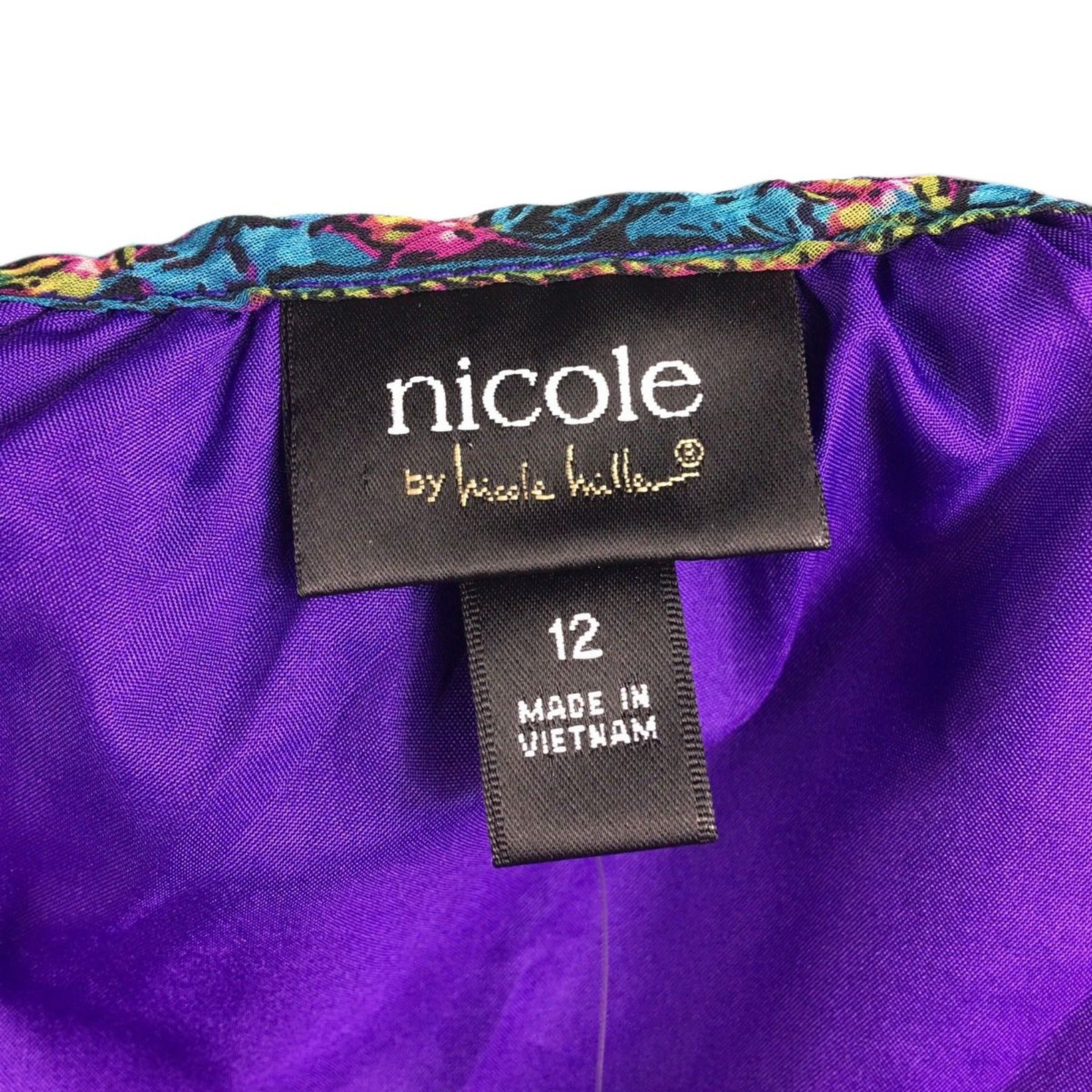 Nicole By Nicole Miller Purple Paisley Chiffon 3/4 Sleeve Keyhole Print Dress 12