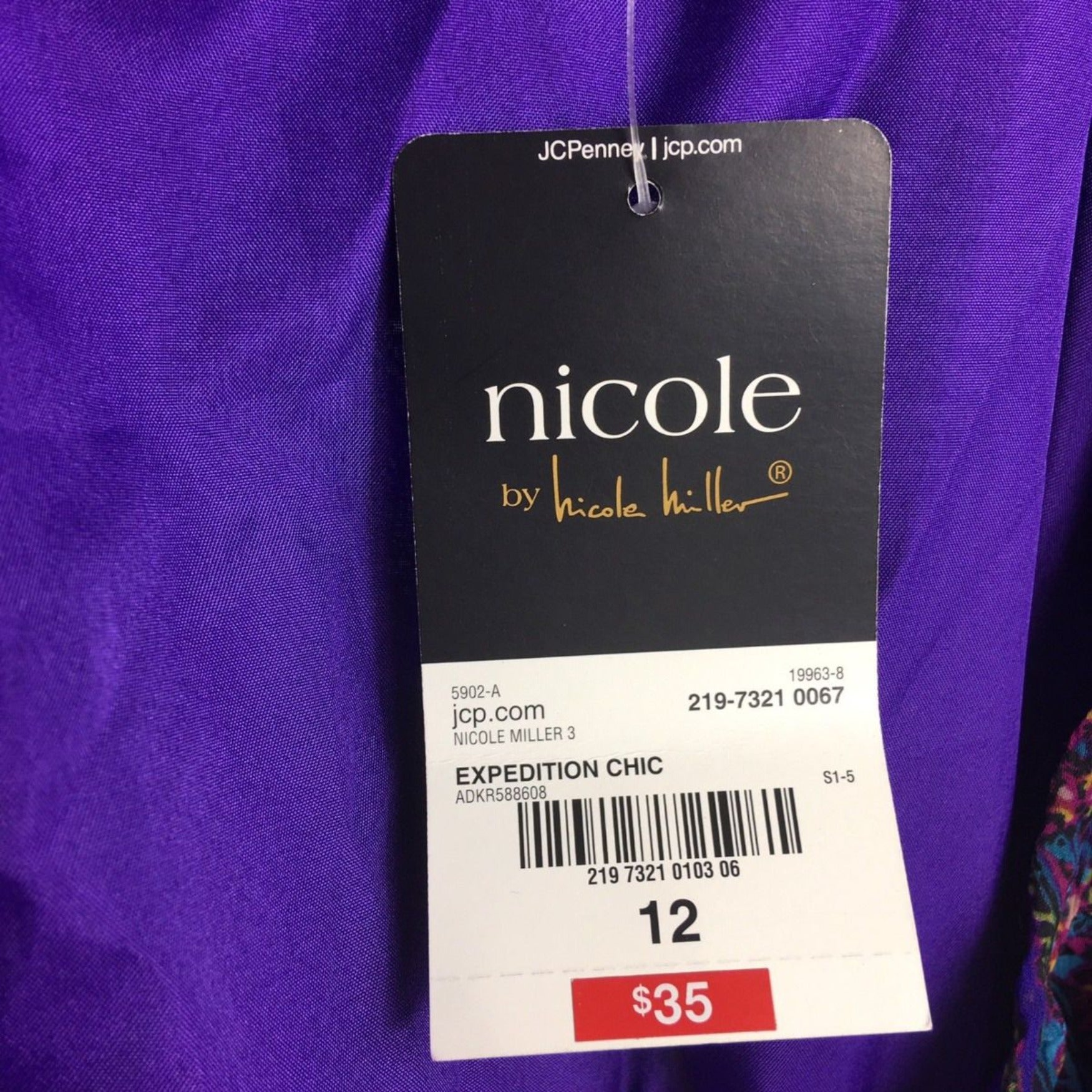 Nicole By Nicole Miller Purple Paisley Chiffon 3/4 Sleeve Keyhole Print Dress 12