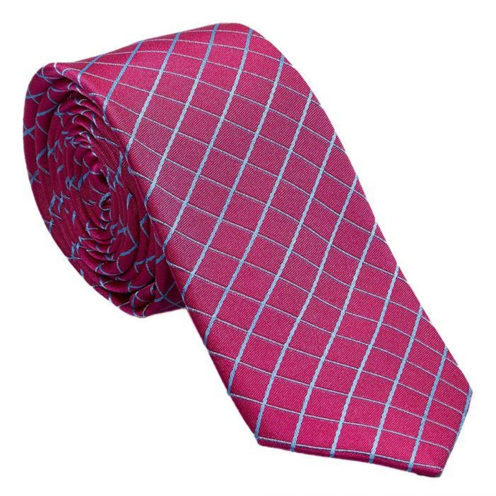 Pink & Light Blue Windowpane Silk Tie