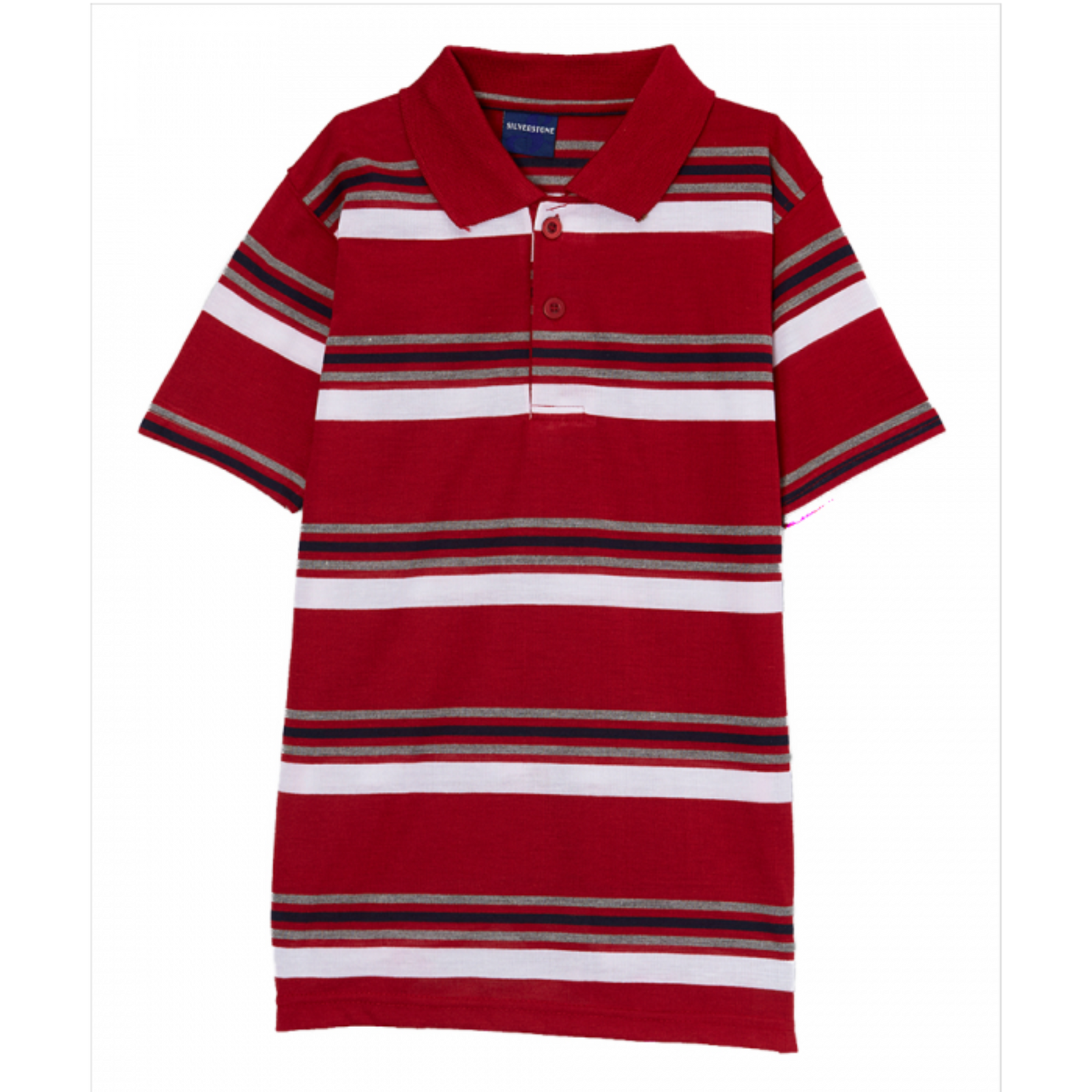 Burgundy & White Stripe Polo