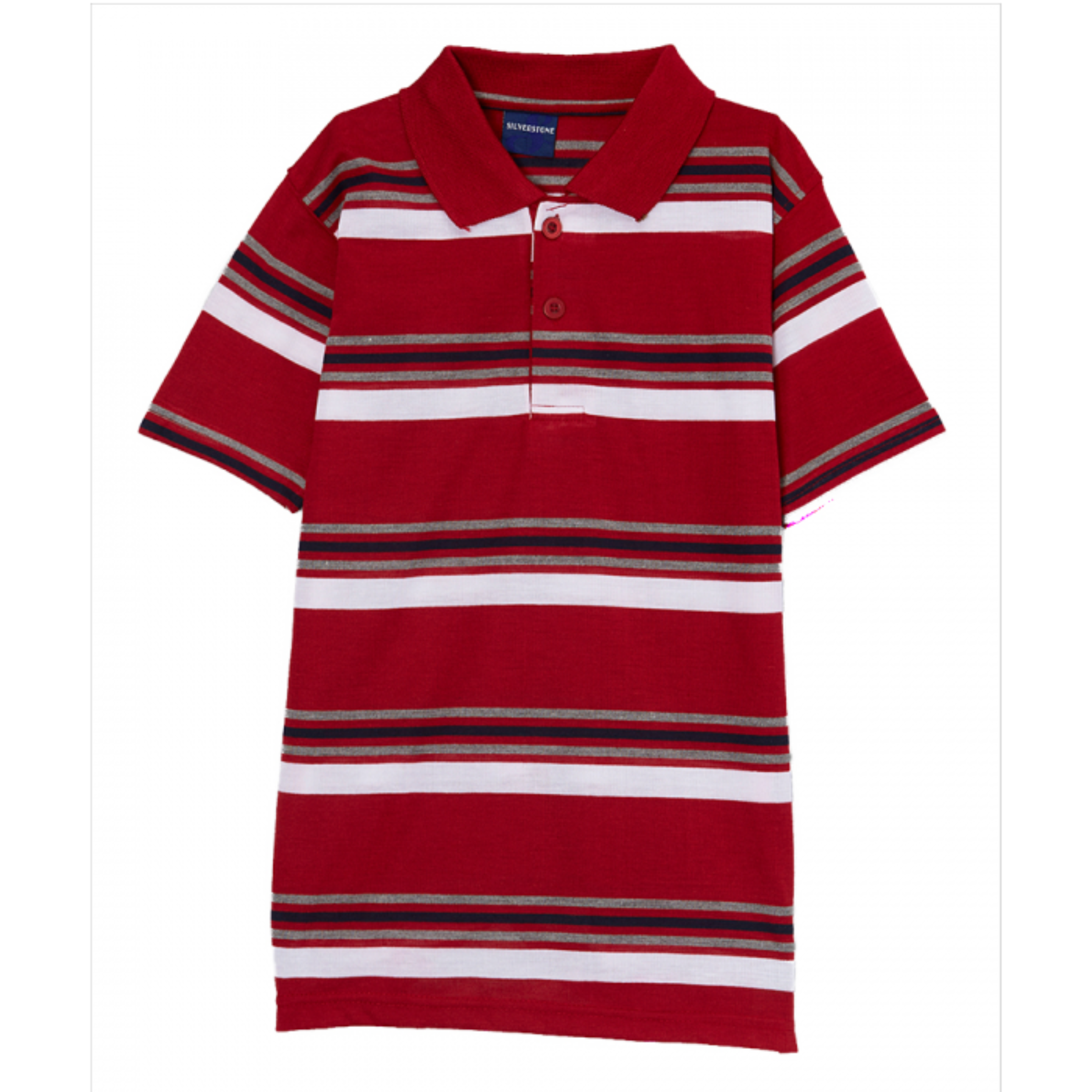 Burgundy & White Stripe Polo
