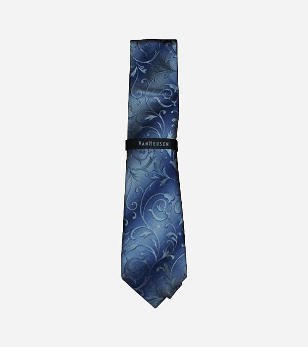 Blue & Grey Skinny Silk Necktie