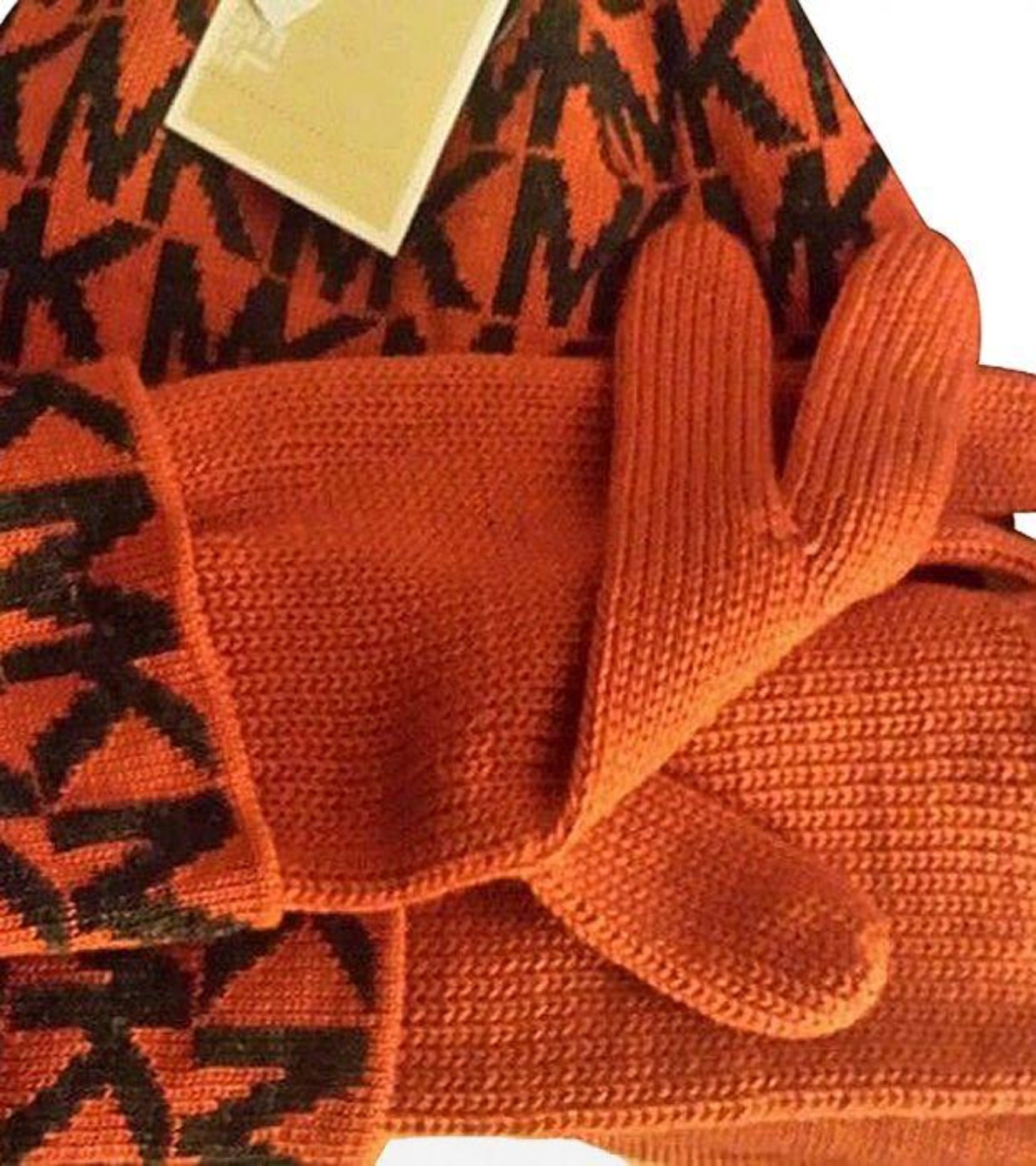 Unisex Orange & Black Hat & Gloves Set