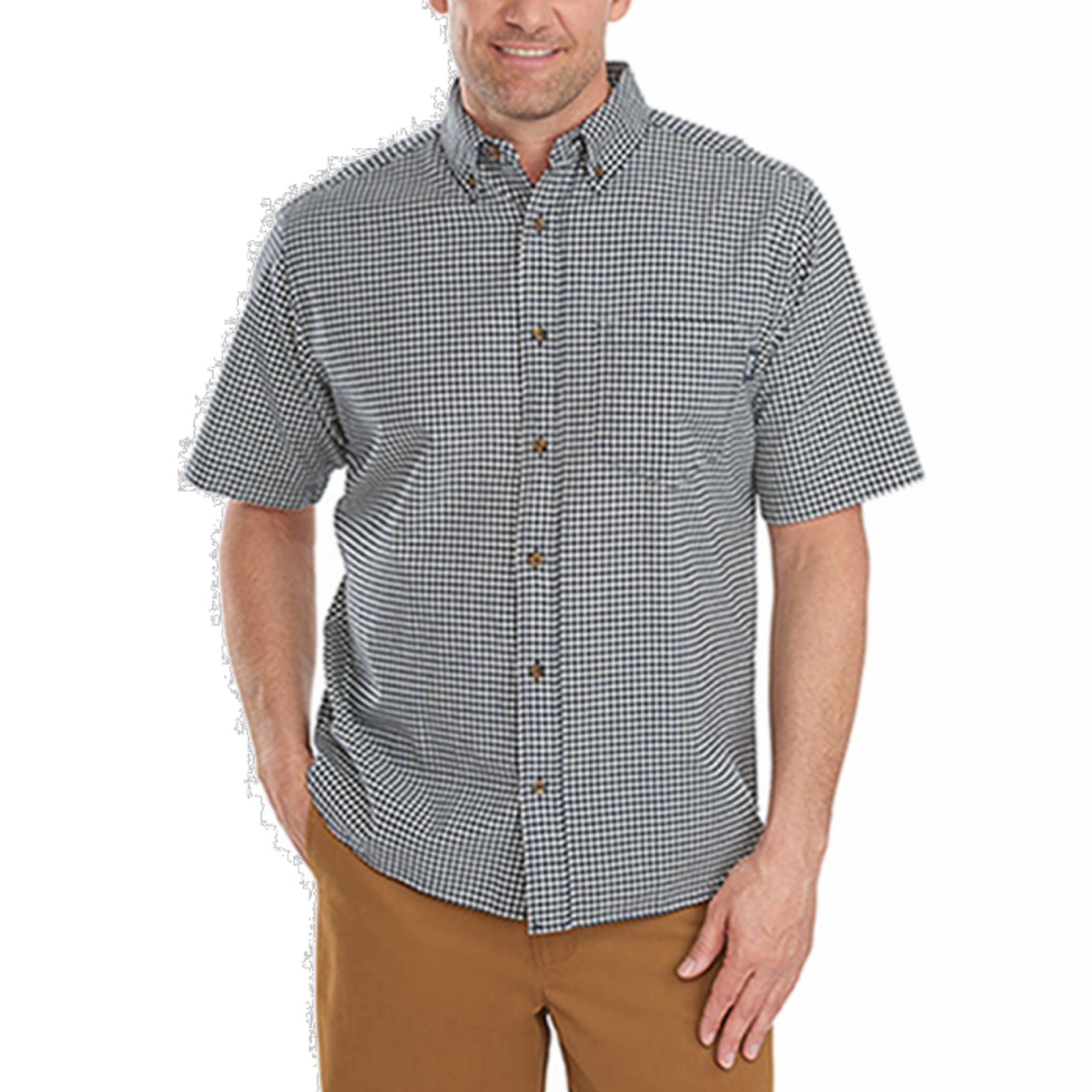 Black Gingham Pocket Button-Up