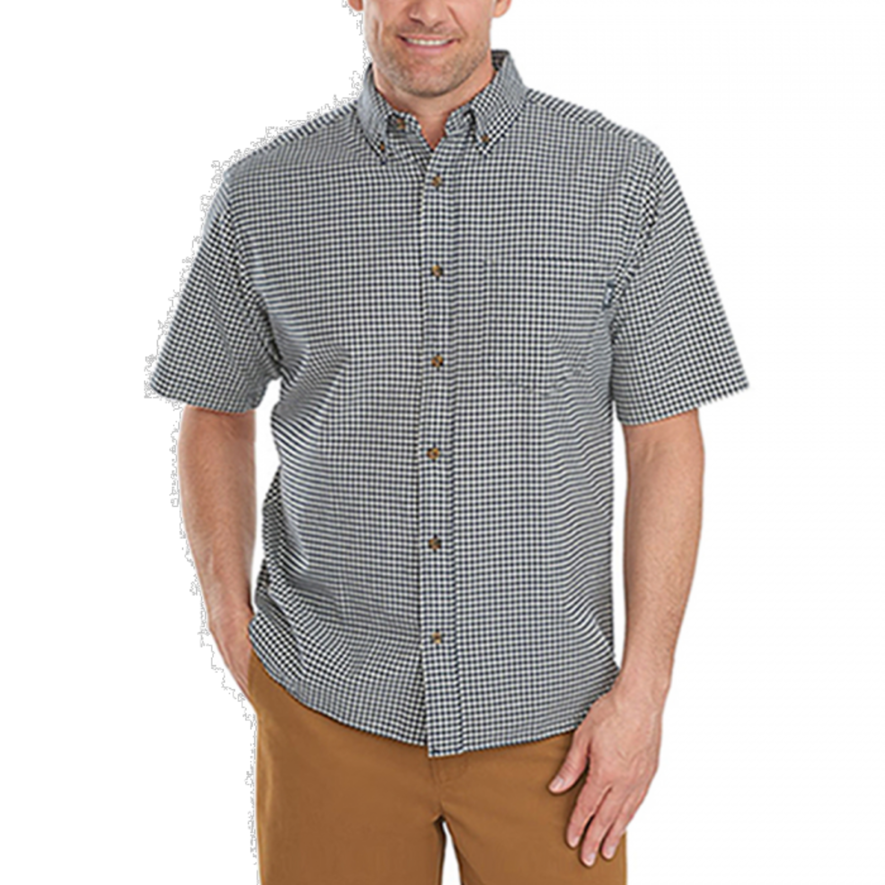 Black Gingham Pocket Button-Up